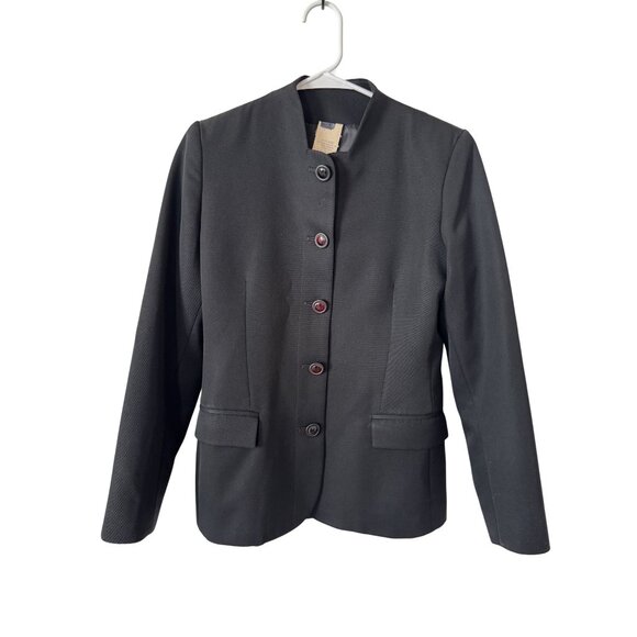 Black Wool Womens Blazer Jacket Size 4 Long Sleeve Made In USA - Picture 1 of 5